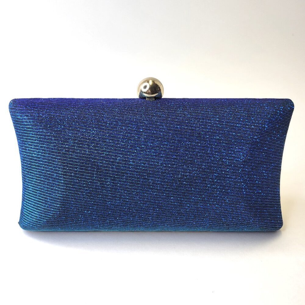 Blue Glitter Evening Clutch Bag